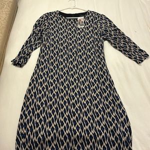 Black, Cream and blue Karen Kane cotton dress - new with tags!